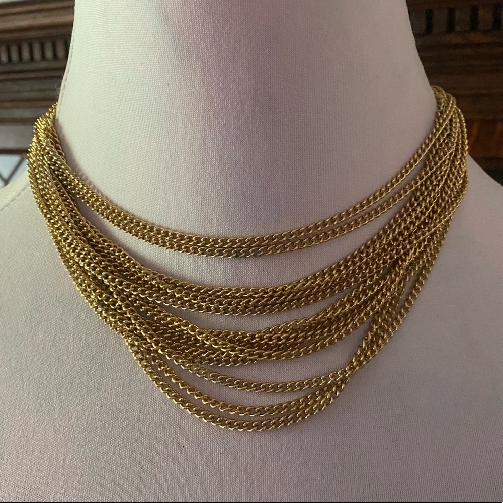 Vintage Gold Toned Multi-Strand Necklace